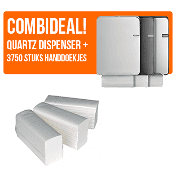 COMBIDEAL! 123toilet Quartz Dispenser en 123toilet vouwhanddoekjes Intervouw 2 laags