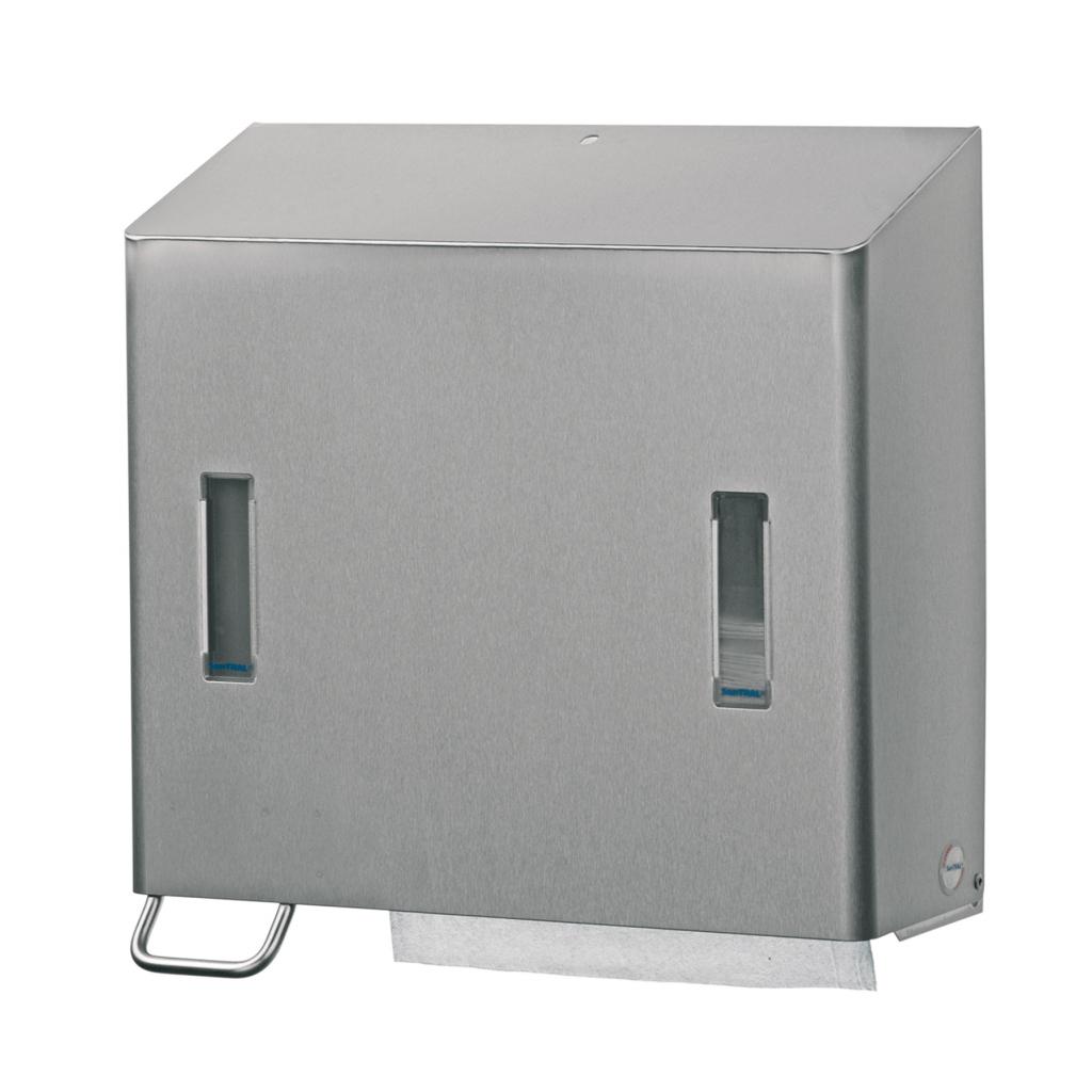 Santral RVS dispenser Zeep + Handdoek, Zeep Links, RVS