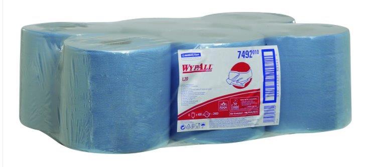 Kimberly Clark Wypall L20 poetsdoeken roll control 1 laags blauw 6 x 400 doeken