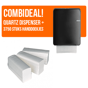 COMBIDEAL! 123toilet Quartz Dispenser Zwart en 123toilet vouwhanddoekjes Intervouw 2 laags