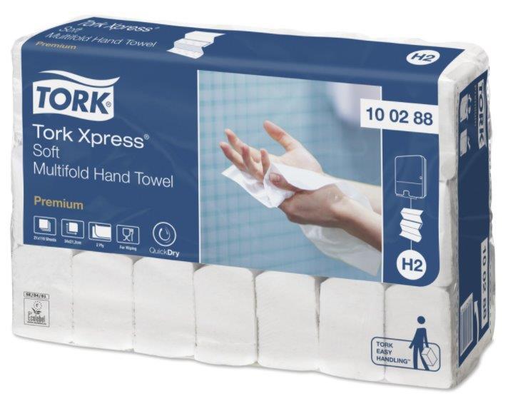 Tork 100288 Xpress Premium 2 laags Multifold 100288 handdoeken 21 x 110 doeken