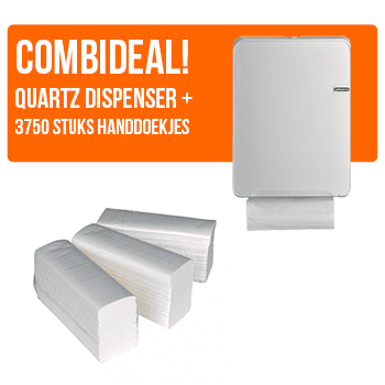 COMBIDEAL! 123toilet Quartz Dispenser Wit en 123toilet vouwhanddoekjes Intervouw 2 laags