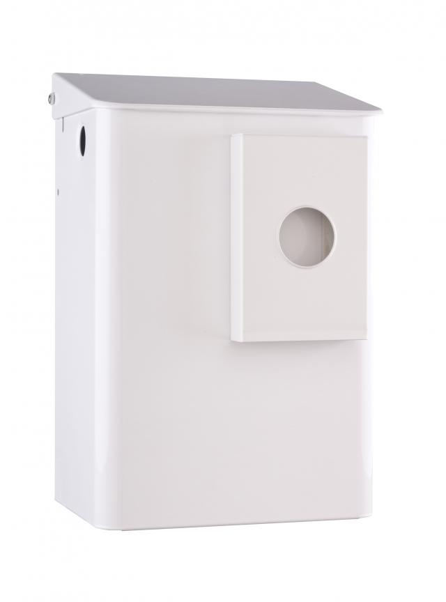 RVS dameshygiene afvalbak + plastic zakjes, Wit