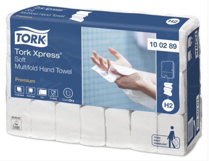 Tork 100289 Xpress Premium 2 laags Multifold 100289 handdoeken 21 x 150 doeken