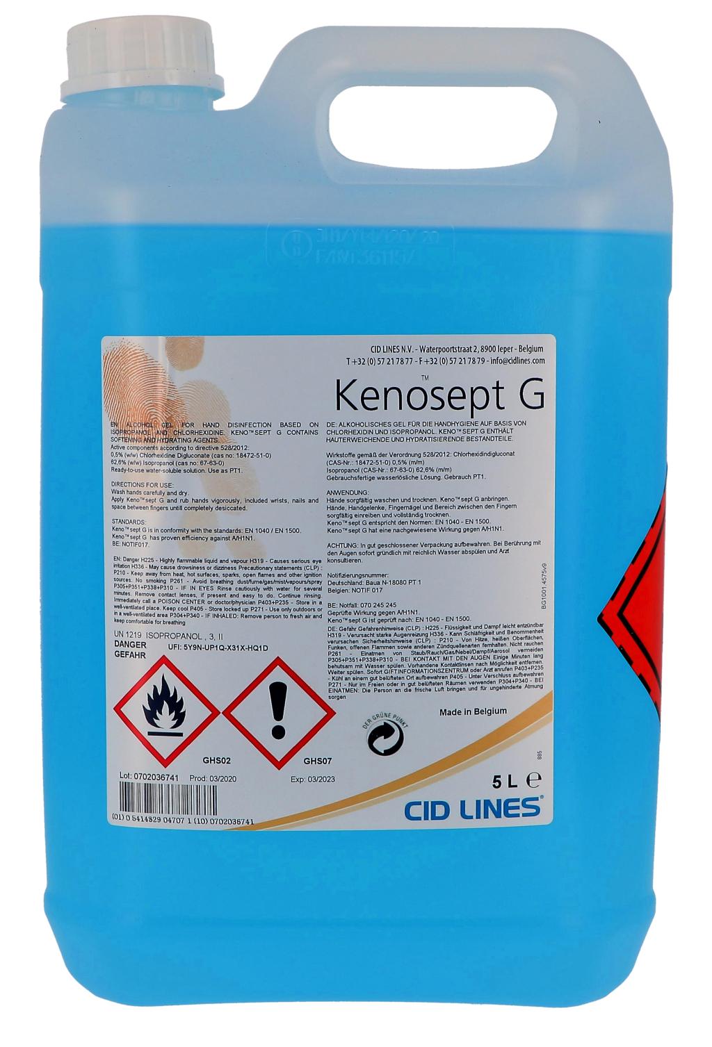 Desinfecterende handgel op basis van alcohol Can 5L - Kenosept-G