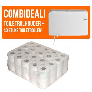 COMBIDEAL! 123toilet Quartz Toiletroldispenser + 40 Toiletrollen