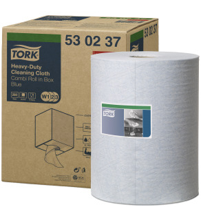 Tork 530237 1 laags Heavy-Duty poetsdoeken Combirol in doos blauw 280 doeken