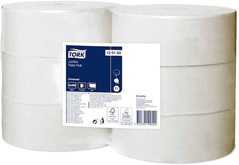 Tork 120160 1 laags universeel toiletpapier Jumbo 6 x 480 meter