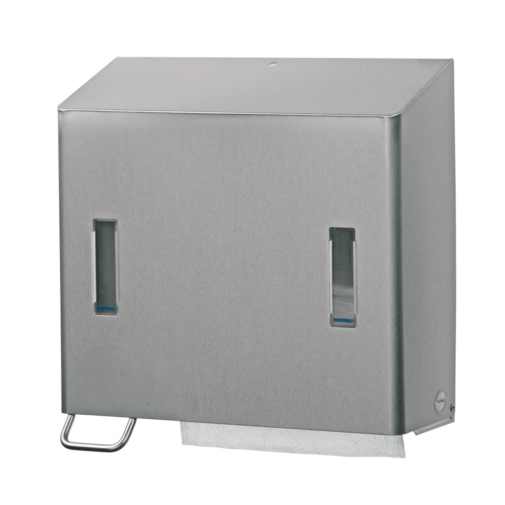 Santral RVS dispenser Zeep + Handdoek, Zeep Links, RVS