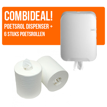 COMBIDEAL! 123toilet Quartz Wit Poetsroldispenser + Poetsrollen