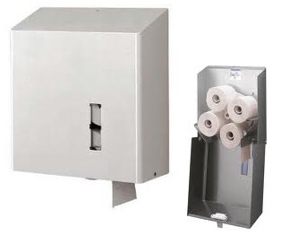 Santral RVS toiletrol houder traditioneel, 4-rollen, Wit